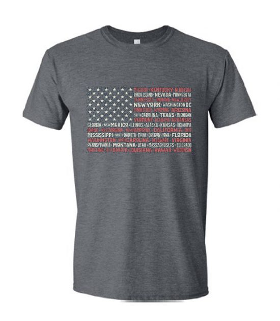 American Flag Shirt with States Listed Out T-Shirt