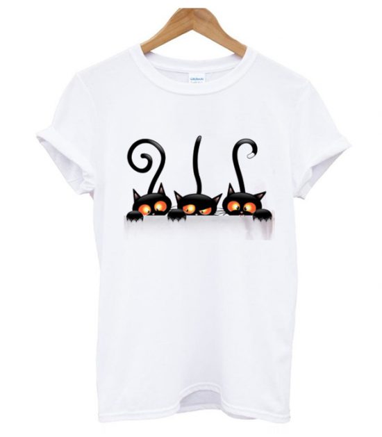 black cat prints t shirt