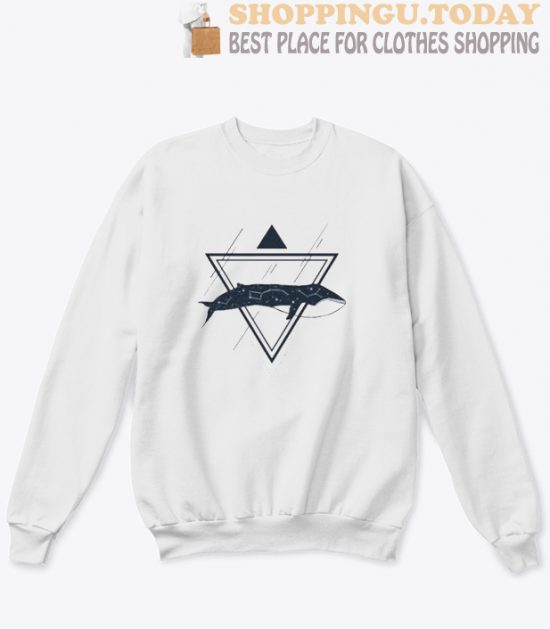 Cosmic Whale Geometric Style sweatshirt