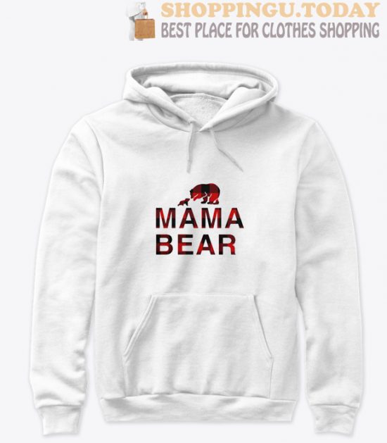 Mama bear with baby bear buffalo plaid Hoodie