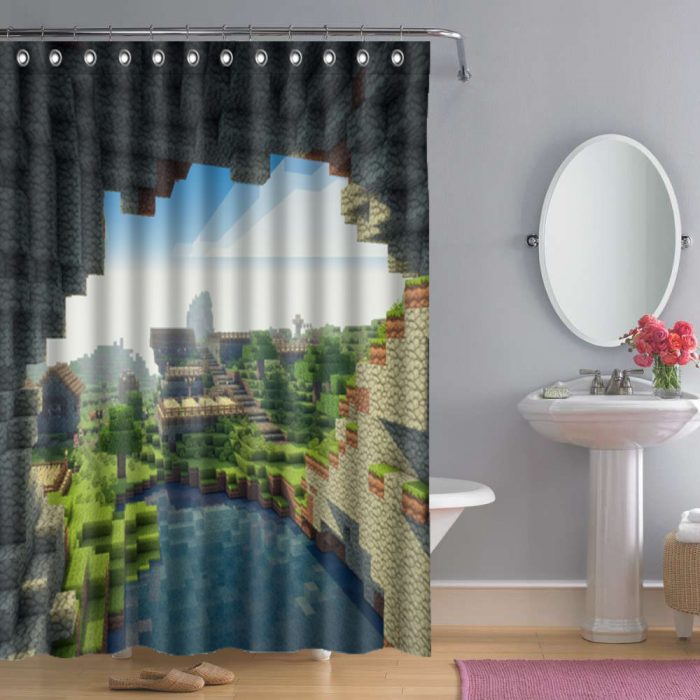 Bathroom Minecraft Creeper Shower Curtain