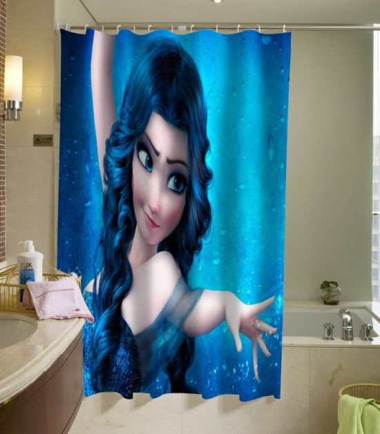 Blue Haired Elsa, Elsa with darker hair Shower Curtain