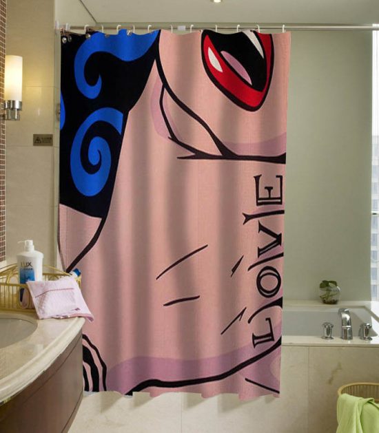 Comic Girl Love Tattoo Shower Curtain