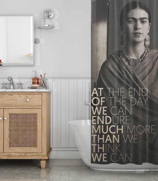 Quote print Frida Kahlo at the end Shower Curtain