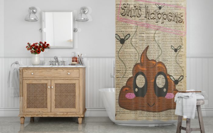 Shit art print Emoji Shower Curtain