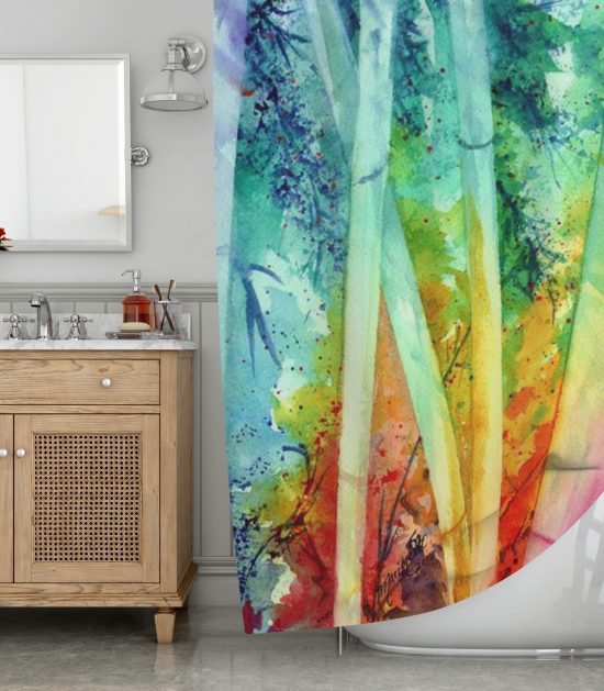 Bamboo Water Color Shower Curtain