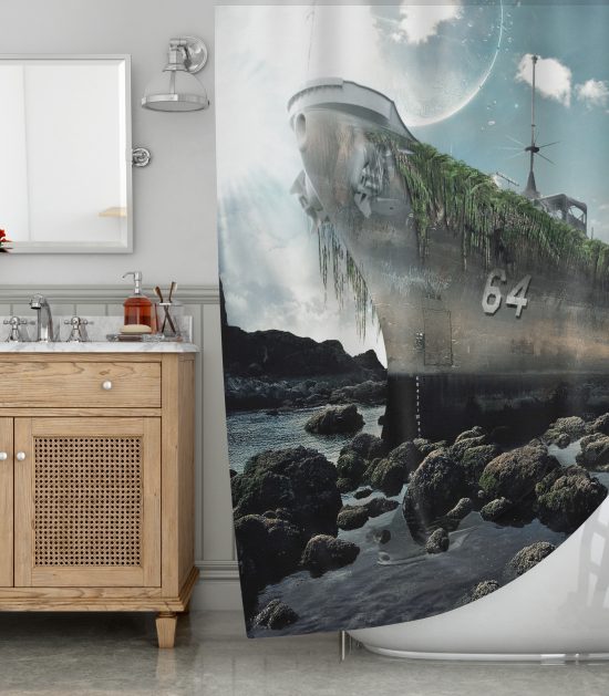 Battleship Giant Octopus Shower Curtain