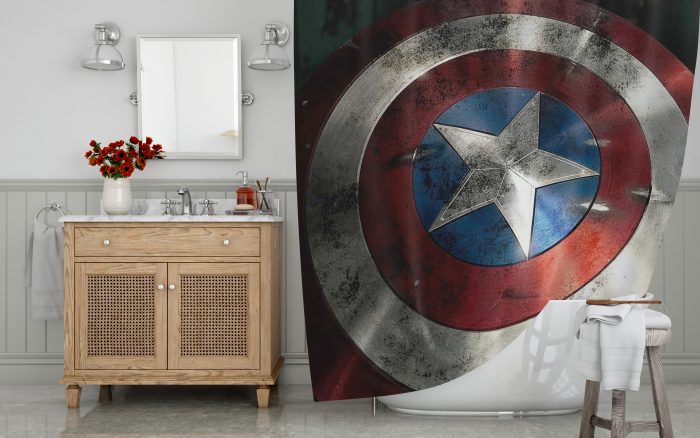 captain america shield Shower Curtains