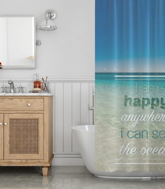 hay anywhere i can see ocean shower curtain