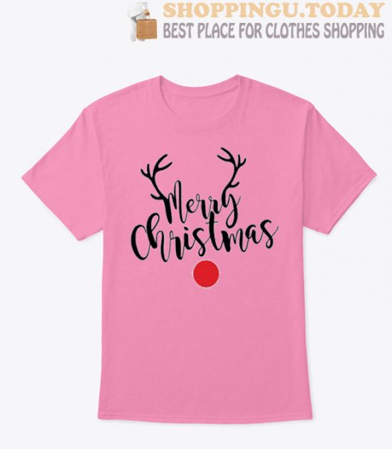 Merry Christmas Shirt with Rudolph The Red Nosed Reindeer Antlers SP Shirt