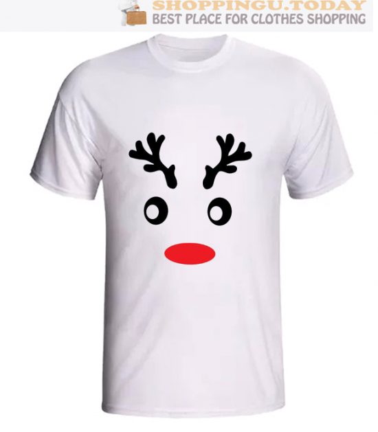 Christmas Reindeer Face Couple Men SP T-Shirt