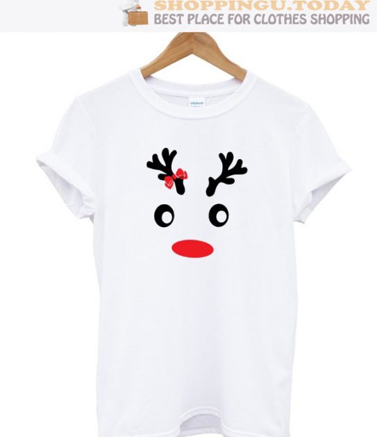 Christmas Reindeer Face Couple Woman SP T-Shirt