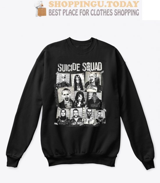 SUICIDE SQUAD GROUP CORK BOARD MUGSHOT JOKER HARLEY QUINN Matching SP Sweatshirt