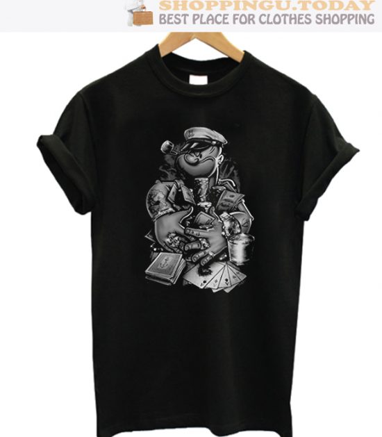 Popeye The Sailor Man Cartoon Character Biker Popeye SP T-Shirt