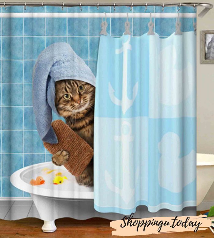 Cat on Bathroom Shower Curtain BS0109