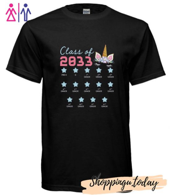 Class of 2033 Grow With Me First Day Of School Unicorn T-Shirt