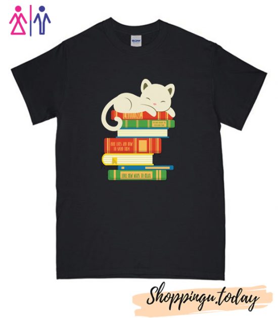 Funny Reading cat T Shirt