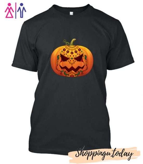 Pumpkin Funny Skull T Shirt