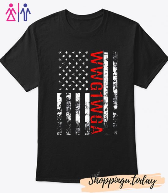 Q Anon Where We Go One We Go All Qanon US Flag T-Shirt