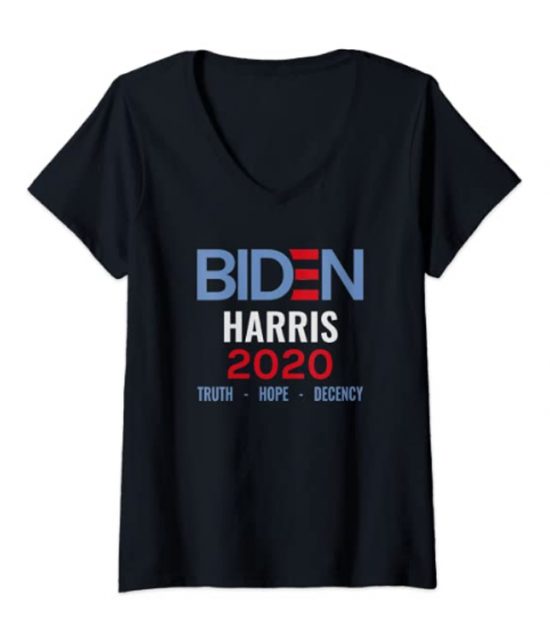 Womens Biden Harris 2020 Truth Hope Decency V-Neck T-Shirt