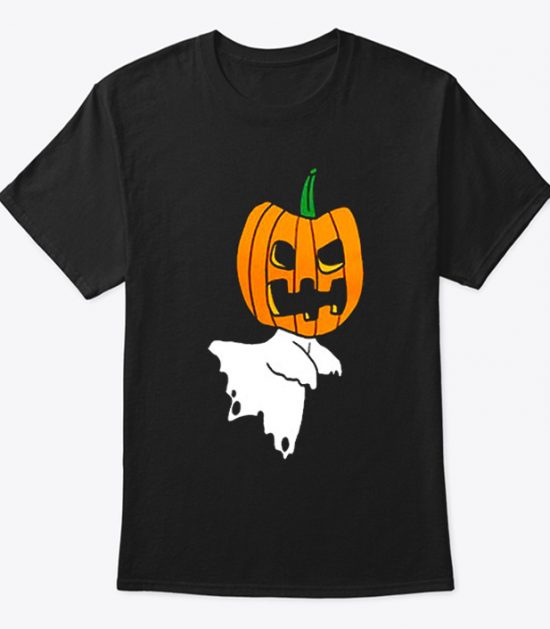 Halloween Pumpkin Ghost Black T Shirt