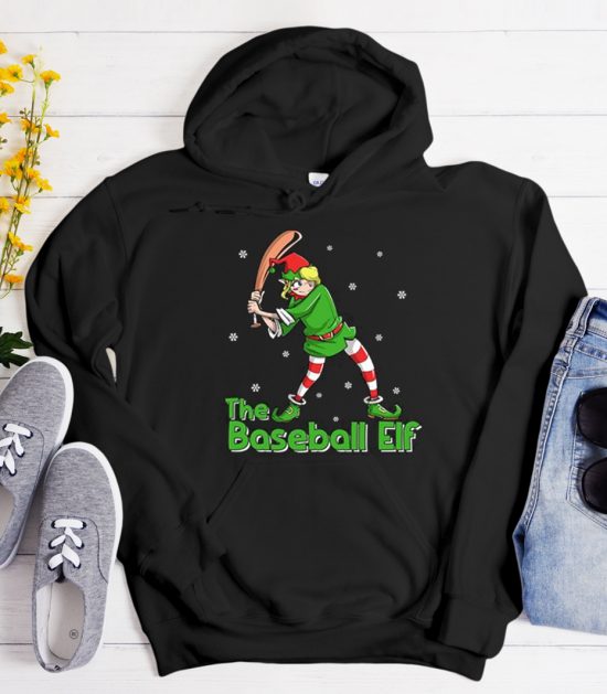 Baseball Elf Chistmas Cool Trending Hoodie