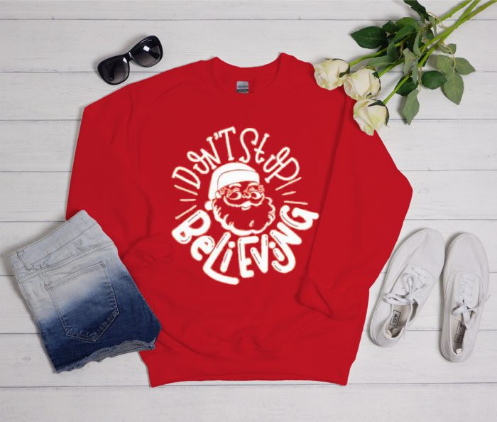 Don't Stop Believing Santa Cool Trending Sweatshirt