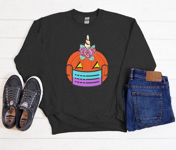 Unicorn Pumpkin Wearing A Face Mask 2020 Cool Trending Sweatshirt