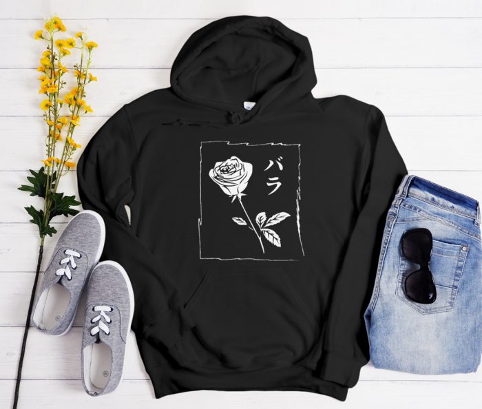 Black White Rose Cool Trending graphic Hoodie