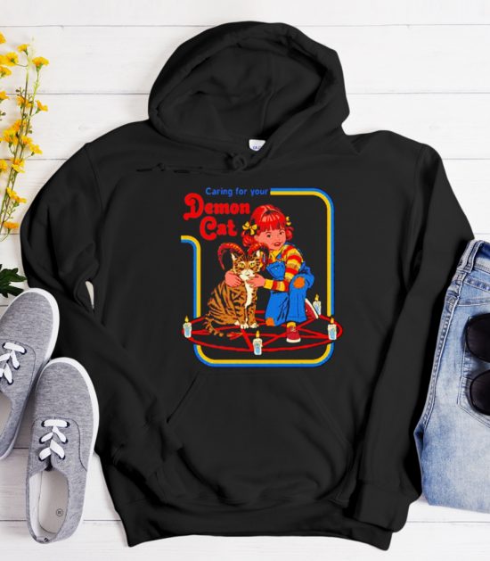 Caring for your Demon Cat Cool Trending Hoodie