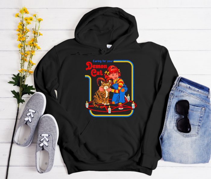 Caring for your Demon Cat Cool Trending Hoodie