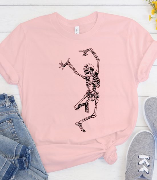 Funny Dancing Skeleton Skull Cool Trending graphic T Shirt