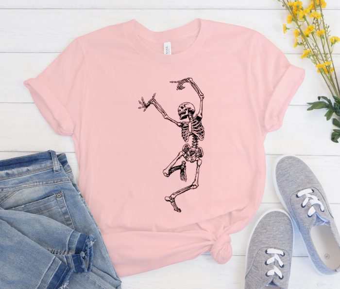 Funny Dancing Skeleton Skull Cool Trending graphic T Shirt