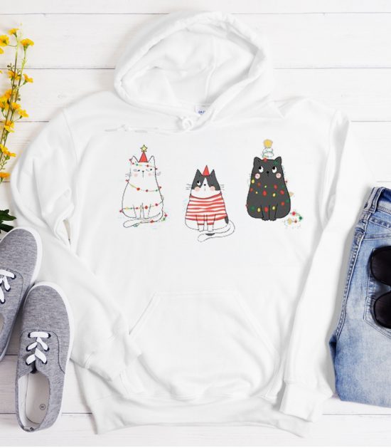 Holiday Cats Christmas Cool Trending graphic Hoodie