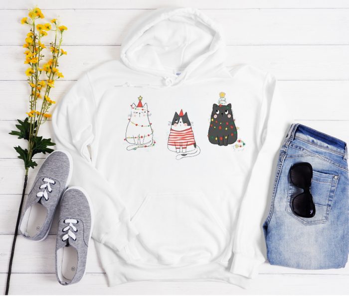 Holiday Cats Christmas Cool Trending graphic Hoodie