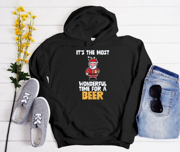 It’s The Most Wonderful Time For A Beer Funny Santa Cool Trending Hoodie