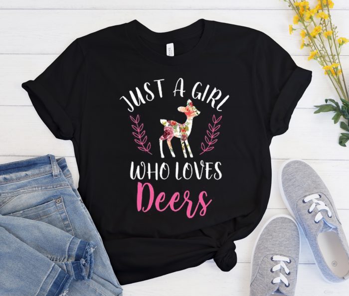 Just A Girl Who Loves Deers Cool Trending graphic T Shirt