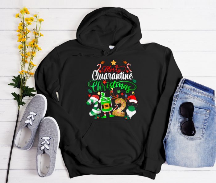 Merry Quarantine Christmas 2020 Elf Santa Cool Trending Hoodie