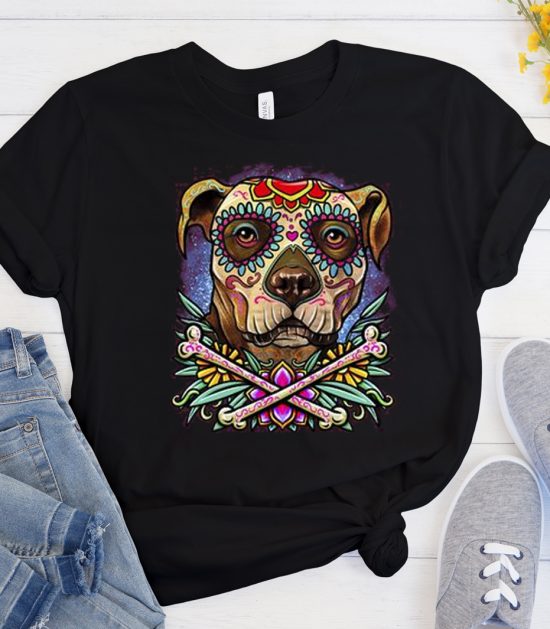 Pitbull Dog - Sugar Skull Cool Trending graphic T Shirt