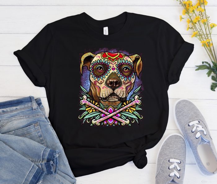 Pitbull Dog - Sugar Skull Cool Trending graphic T Shirt