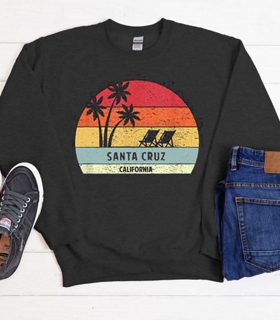 Retro Colorful Santa Cruz California Beach Cool Trending Sweatshirt