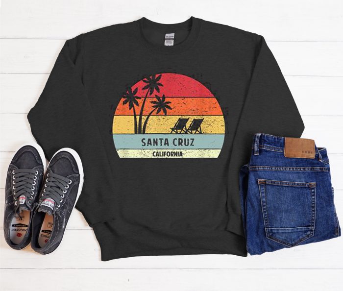 Retro Colorful Santa Cruz California Beach Cool Trending Sweatshirt