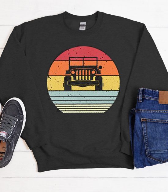 Retro Sunset Car Off Road Cool Trending graphic Sweatshirt