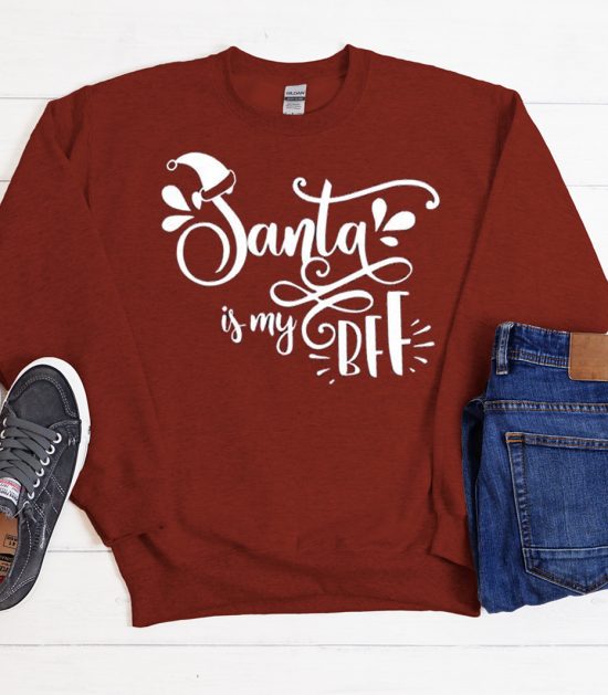 Santa Is My Bff Cool Trending Sweatshirt