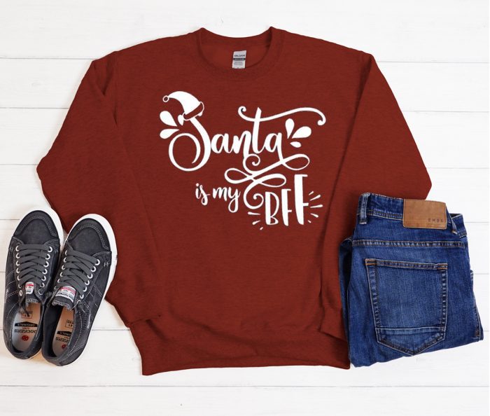 Santa Is My Bff Cool Trending Sweatshirt