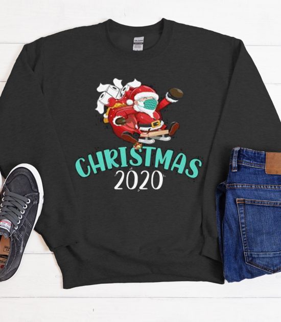 Santa With Face Mask And Toilet Paper Humor Cool Trending Sweatshirt