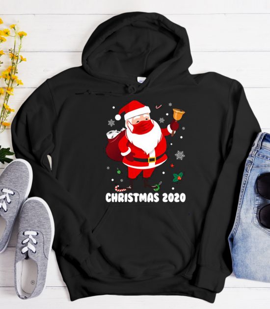 Santa with Face Mask and Toilet Paper 2020 Cool Trending Hoodie