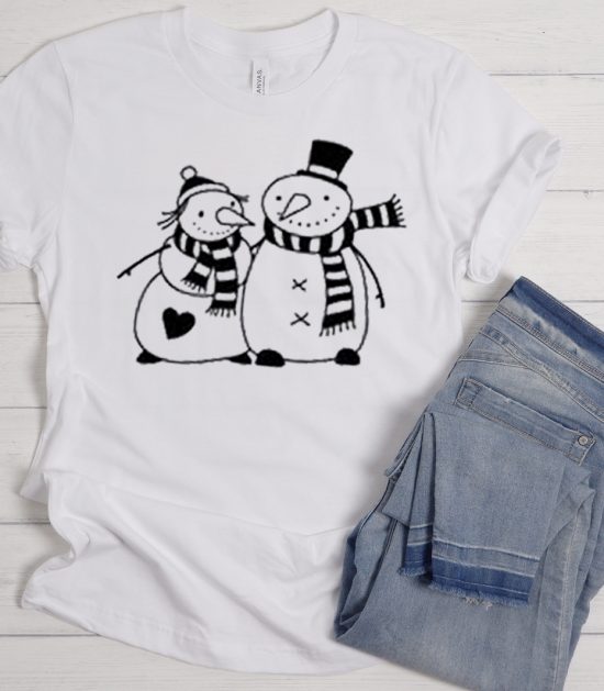 Snowman Couple Christmas Cool Trending graphic T Shirt