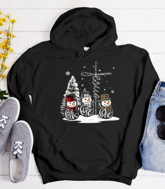 Snowman Faith Hope Love Cool Trending graphic Hoodie