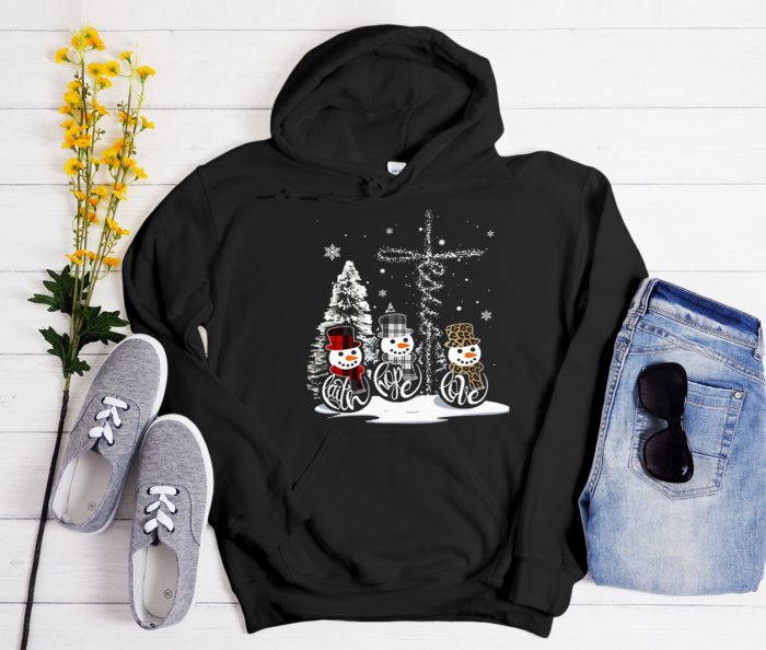 Snowman Faith Hope Love Cool Trending graphic Hoodie